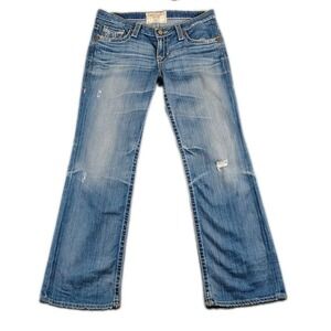 Big Star Liv Boot Jeans Distressed Embroidered Faded Mid Waist Dark 32X32